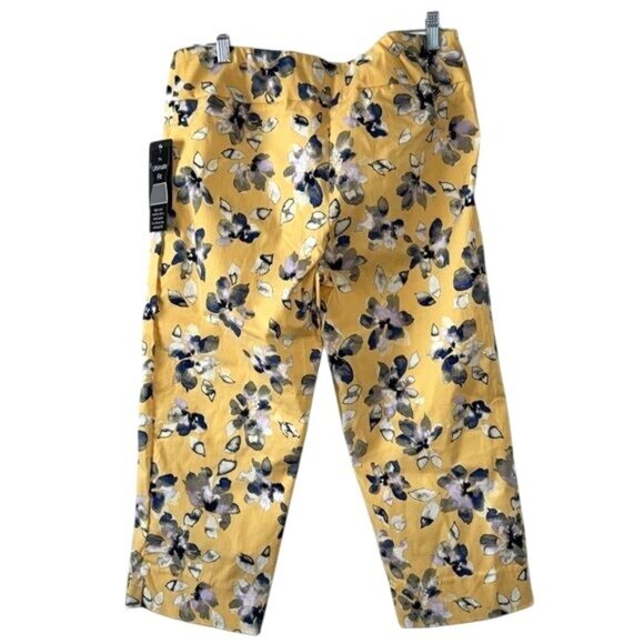 Zac & Rachel Womens Floral Capri Pants Size 12 Yellow & Purple - Picture 5 of 7